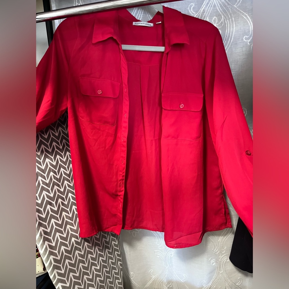 Red button down